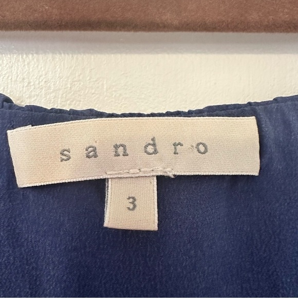 Sandro Blue Silk Tiered Dress 3 - Picture 3 of 6